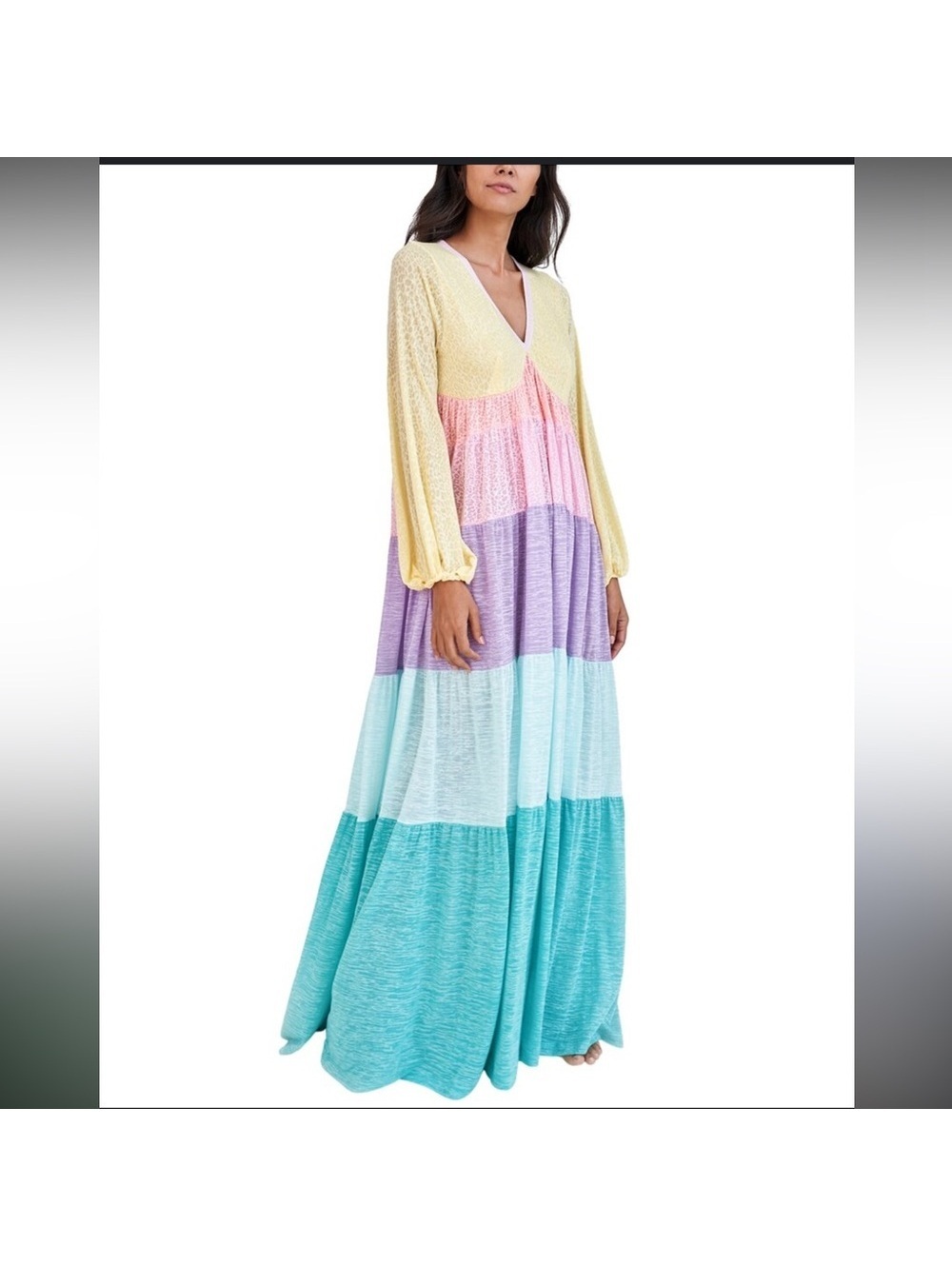Pitusa Rainbow Tiered Maxi Dress – One Size (Standard)